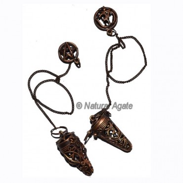 Om and Star Copper Cage Pendulums