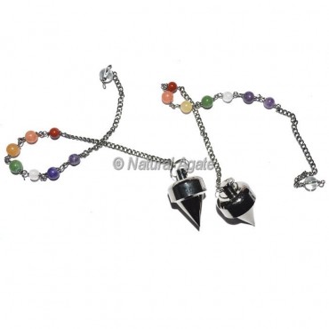 Bullet Point Black Copper Pendulums with chakra Chain