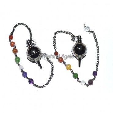 Opanable Black Copper Ball Pendulums with Chakra Chain