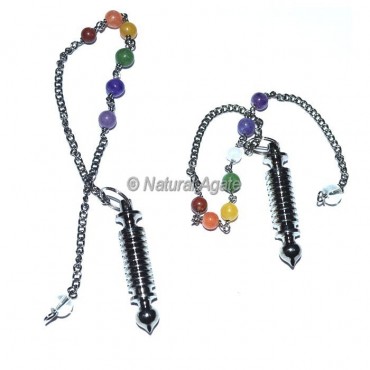 Black Copper Metal Pendulums with chakra stone chain