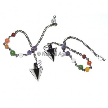 Point Black Copper Metal Pendulums with chakra chain