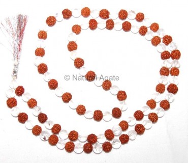 Crystal Quartz And Rudraksha Mala