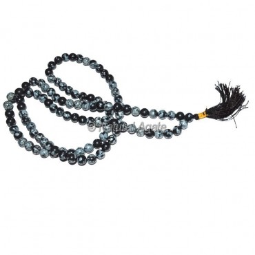 Snowflake Obsidian Japa Mala