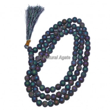 Rainbow Plated Druzy Beads Jap Mala