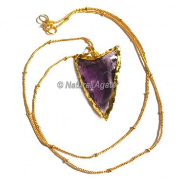 Violet Glass Random Flaking Arrowhead Necklace