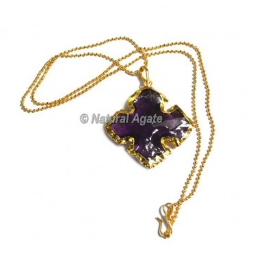 Violet Glass Flower Arrowhead Necklace