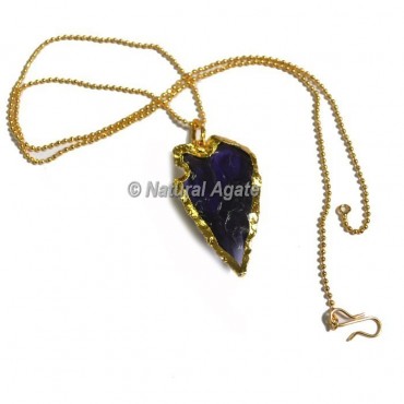 Violet Glass Electroplated Arrowhead Necklace