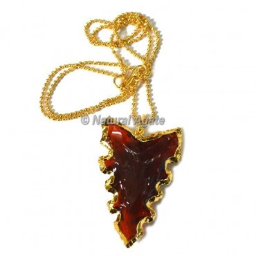 Red Glass Serrated Edge Arrowhead Necklace