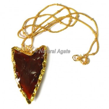 Red Glass Oblique Transverse Arrowhead Necklace