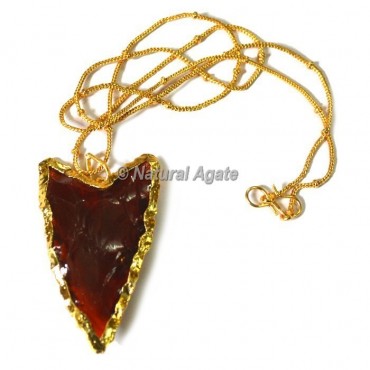 Red Glass Oblique Transverse Arrowhead Necklace