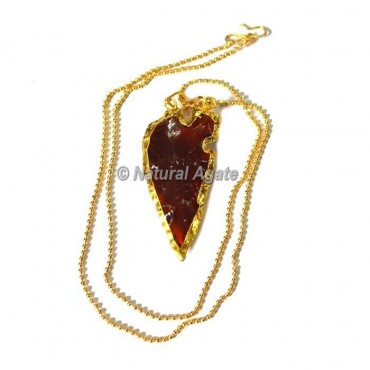 Red Glass Collateral With Median Ridge Arrowhead Necklace