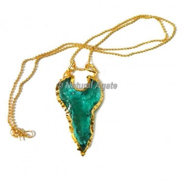 Blue Glass Cruguel Type Arrowhead Necklace