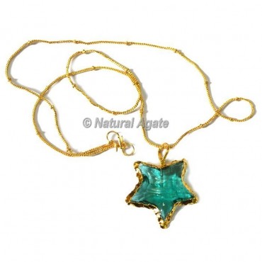 Blue Glass Star Arrowhead Necklace