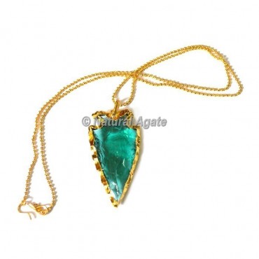 Blue Glass Horizontal Transverse Arrowhead Necklace