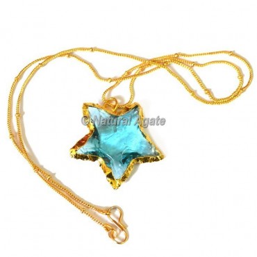 Light Blue Glass  Star  Arrowhead Necklace