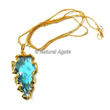 Light Blue Glass Electroplated  Arrowhead Necklace