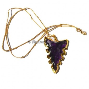 Violet Glass  Horizontal Transverse  Arrowhead Necklace