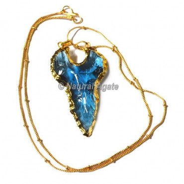 Aqua Glass Keruzoret Type  Arrowhead Necklace