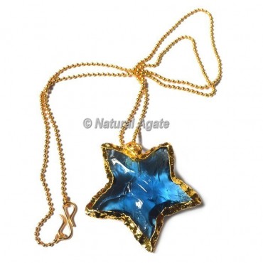 Aqua Glass Star  Arrowhead Necklace