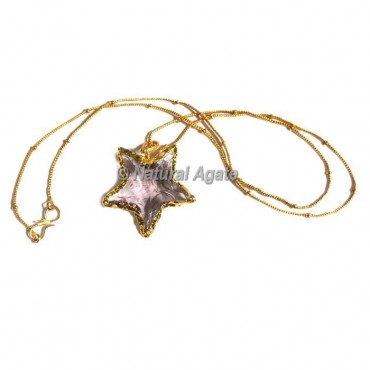 Pink Glass Star  Arrowhead Necklace