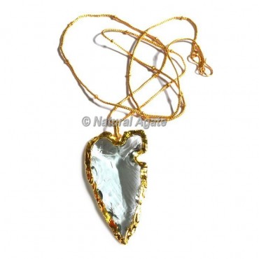 Light aqua Glass Cazin Type  Arrowhead Necklace