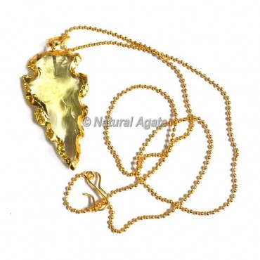 Yellow Glass Cazin Type  Arrowhead Necklace