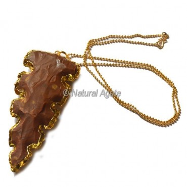 Agate Serrated Edge  Arrowhead Necklace