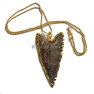 Agate Collateral With Median Ridge  Arrowhead Necklace