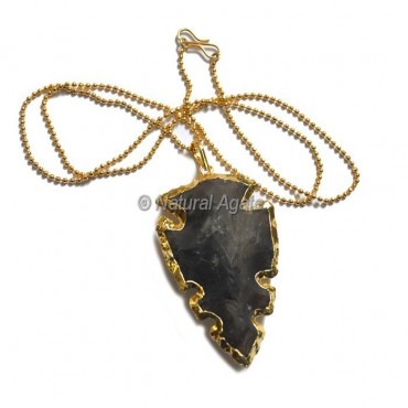 Agate Electroplated  Arrowhead Necklace