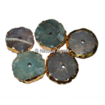 Plated Moss Agate Round Shape Natural Knob