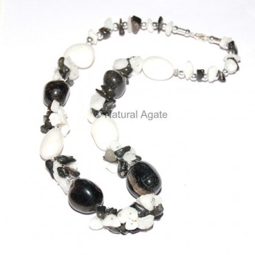 White and Black Agate Necklace