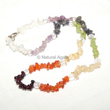 Chakra Chips Necklace with Crystal Round