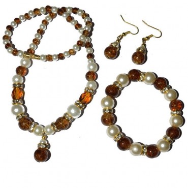 Amber Glass Beads Necklace
