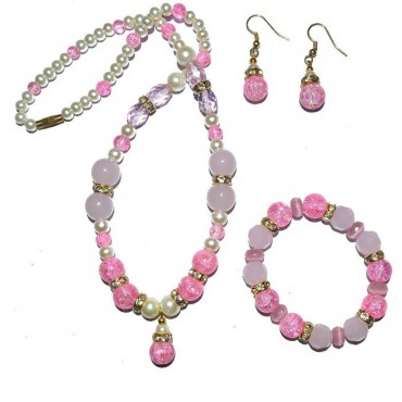 Pink Glass Beads Fashion Necklace