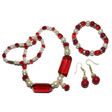 Red Glass Imitation Fashion Necklace