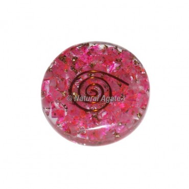 Pink Crystals Orgonite Disc Cab