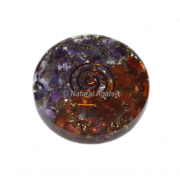 Amethyst & Carnelian Orgone Disc Cab