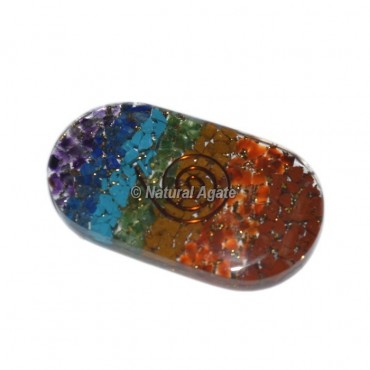 7 Chakra Bonded Orgone Palm Stones Cab