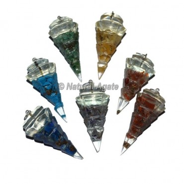 Seven Chakra Spiral Orgonite Pendants Set