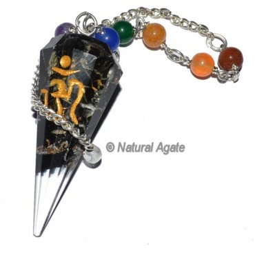 Orgone Black Tourmaline Chakra Pendulum with Om