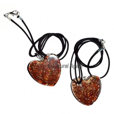 Orgone Jasper Heart Pendants With Leather Code