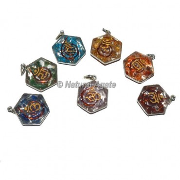 Seven Chakra Engraved David Star Set Pendants