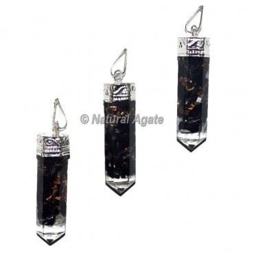 Black Tourmaline Orgone Pencil Pendants