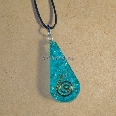 Aquamarine Orgonite Pendants for EMF Protection Drop Shape