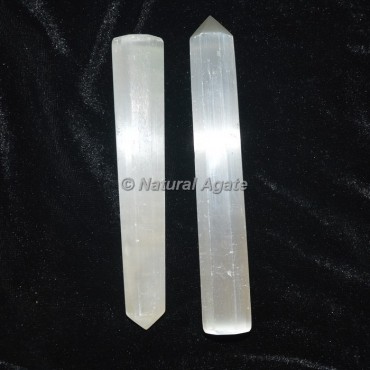 Selenite 8 Faceted Obelisk Point