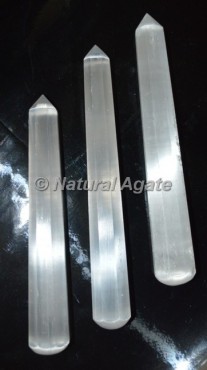 Selenite Faceted Massage Wands