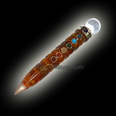 Carnellian Spiral Organe Chakra Wands