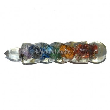 Seven Chakra Spiral Crystal Orgone Healing Wand