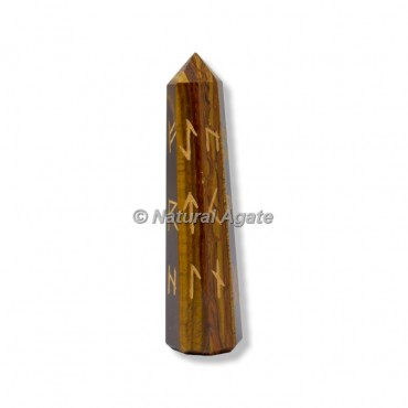 Tiger Eye Engraved Obelisk Tower