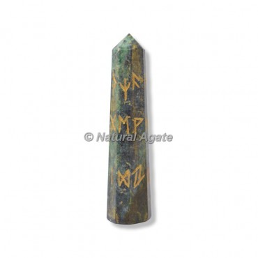 Ruby Zoisite Engraved Obelisk Tower